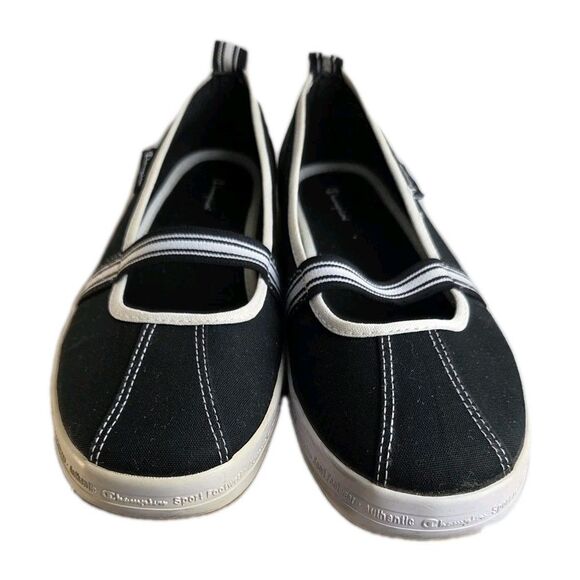 Champion Mary Jane Sneaker Flats Black White Canvas Sporty Womens Size 9.5 Y2K - Picture 2 of 11